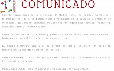 Comunicado: medidas preventivas frente al coronavirus